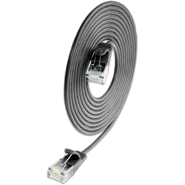 CAT6 Light Patchkabel rund, Skrmet,  3.8mm SORT