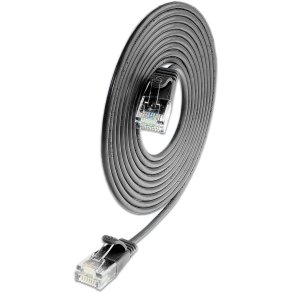 CAT6A 10G, Light Patchkabel rund, Sk&aelig;rmet, &Oslash; 3.8mm, SORT