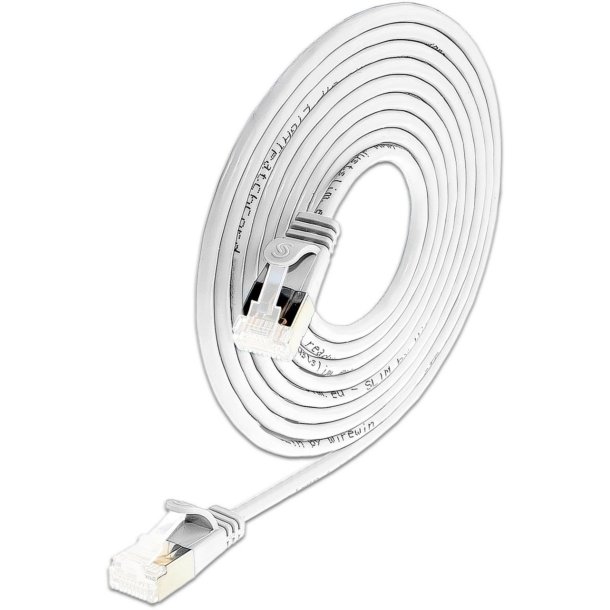 CAT6A 10G, Light Patchkabel rund, Sk&aelig;rmet, &Oslash; 3.8mm, hvid