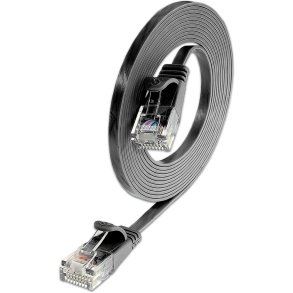 CAT6 Slim Patch Cord, U/UTP, flat, Sort, 