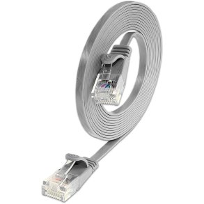CAT6 Slim Patch Cord, U/UTP, flat, Gr�,