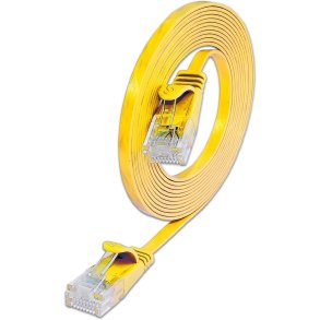 CAT6 Slim Patch Cord, U/UTP, flat, Gul,