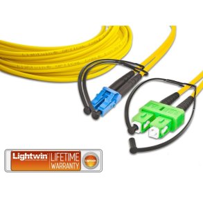 High Quality Duplex LWL Patch Cord, SM, LC - SC/APC 1,0 Meter