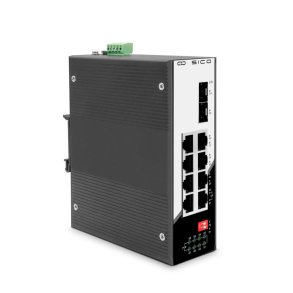 SICO-10P-2F8P Industrielt Switch | 8 x Gigabit PoE + 2 x SFP | DIN-skinne
