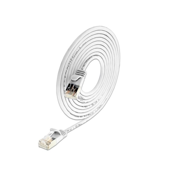 CAT6 Light Patchkabel rund, Skrmet,  3.8mm, Hvid