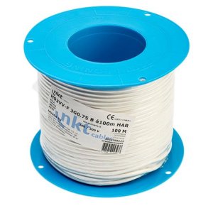 Plastledning rund 3x0,75 Hvid 100m