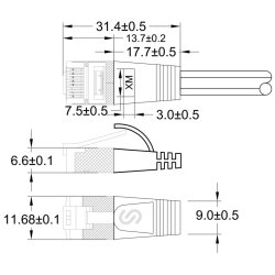 CAT6 Light Patchkabel rund, Sk&aelig;rmet &Oslash; 3.8mm, Gul