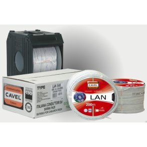 CAVEL CAT6 U/UTP Hvid PVC 200 meter i krympefolie til dispenser Made in EU