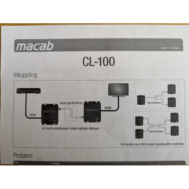 Macab CL-100 HDMI Extender 50m (lagersalg)