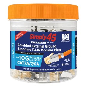 Simply45 Sk�rmet RJ45-stik til Cat6a, 7 og 7a (AWG23) S45-1155