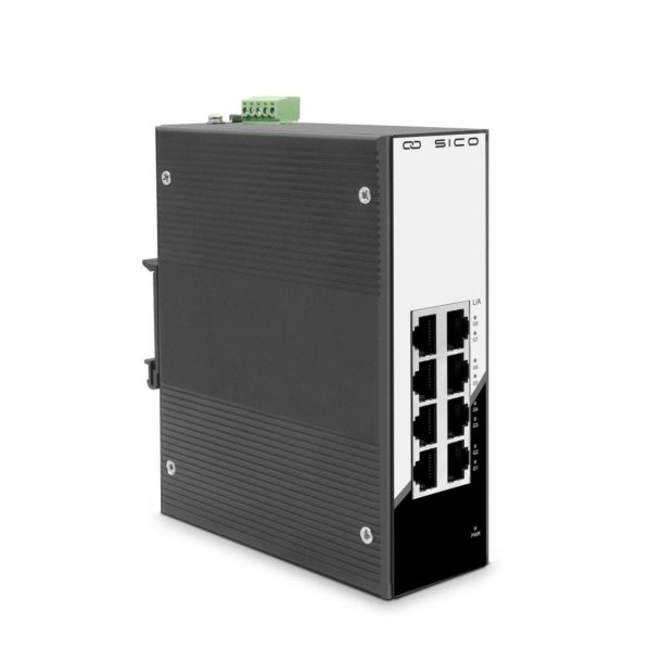SICO-8P-8T Industrielt Gigabit Switch | 8x RJ45 | DIN-Skinne