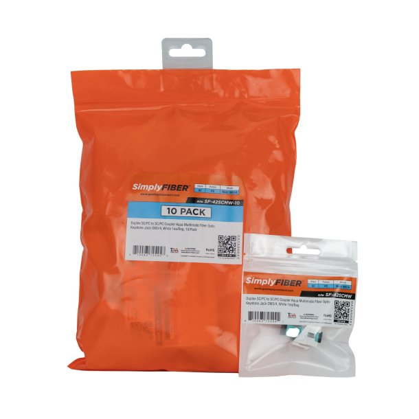 SimplyFIBER 10 Pak SC/PC to SC/PC MM Keystone, Hvid, SF-42SCMW-10