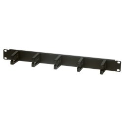 19&amp;quot; cable management panel 1U, 5x plastic handle, black